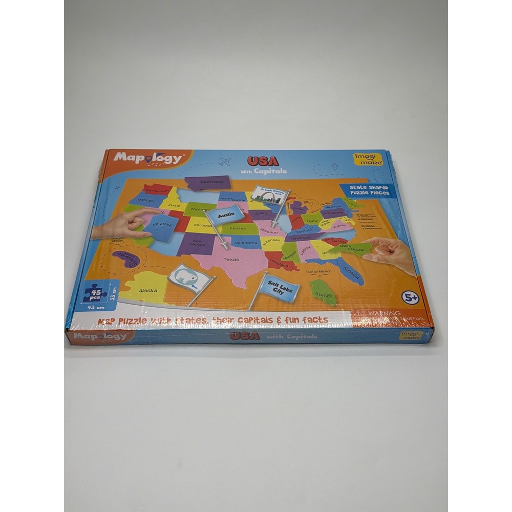 Imagi‎ Make Mapology USA with Capitals Foam Map Puzzle 45pc Educational Toy New